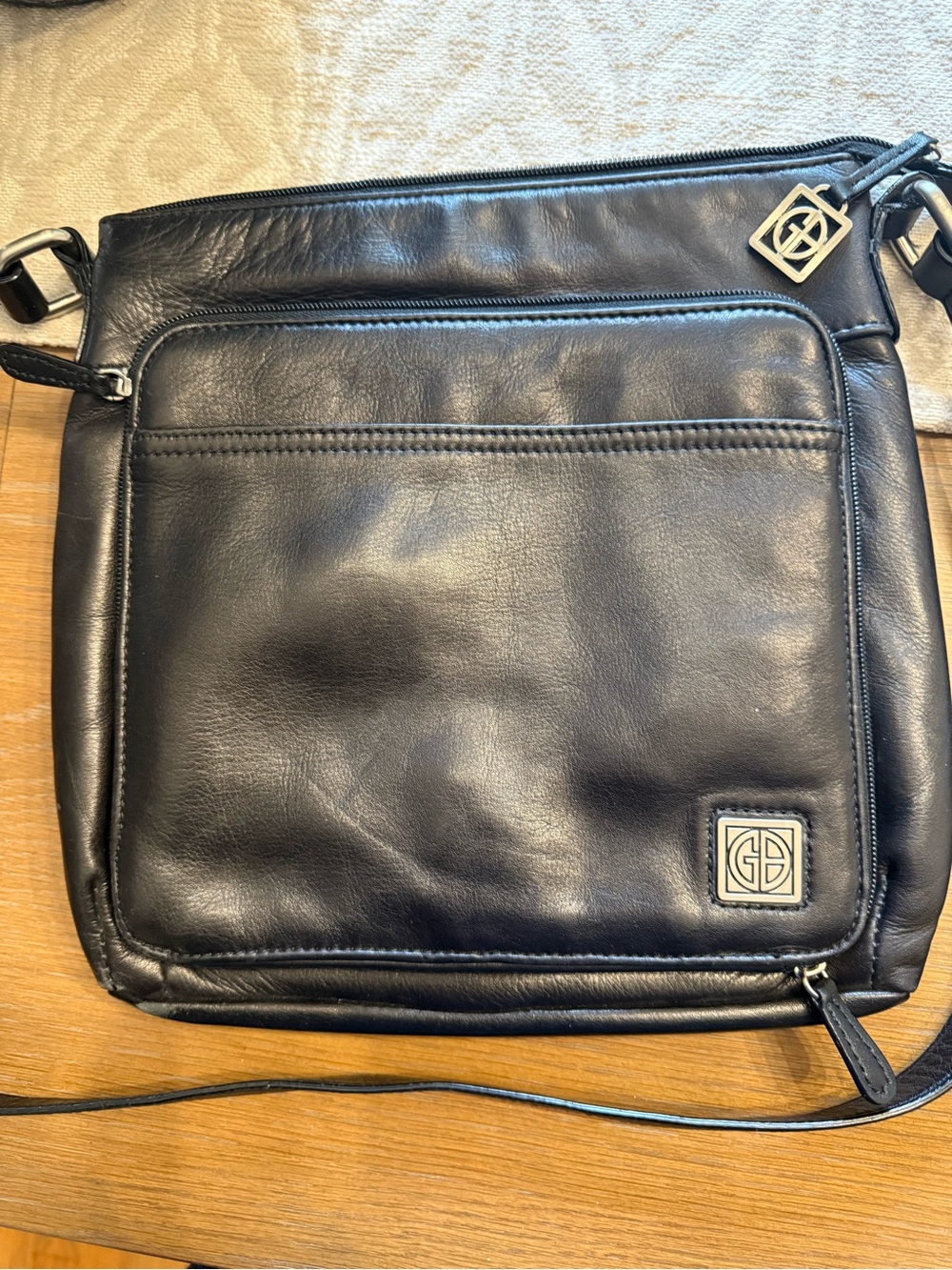 Giani Bernini Black Leather Messenger Crossbody